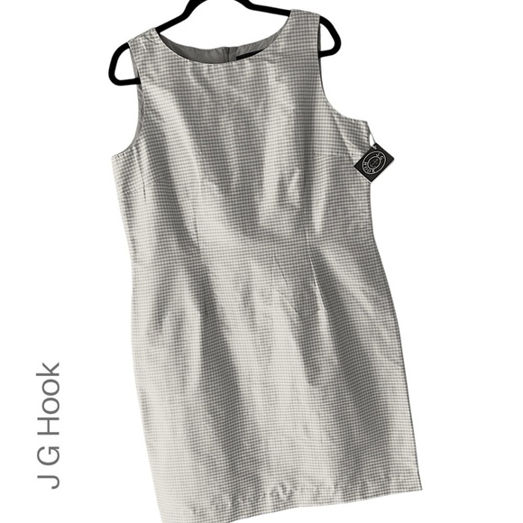NWT | JG HOOK PURE SILK SAGE GREEN GINGHAM CHECK DRESS FULLY LINED | SIZE: 16 - Picture 1 of 8
